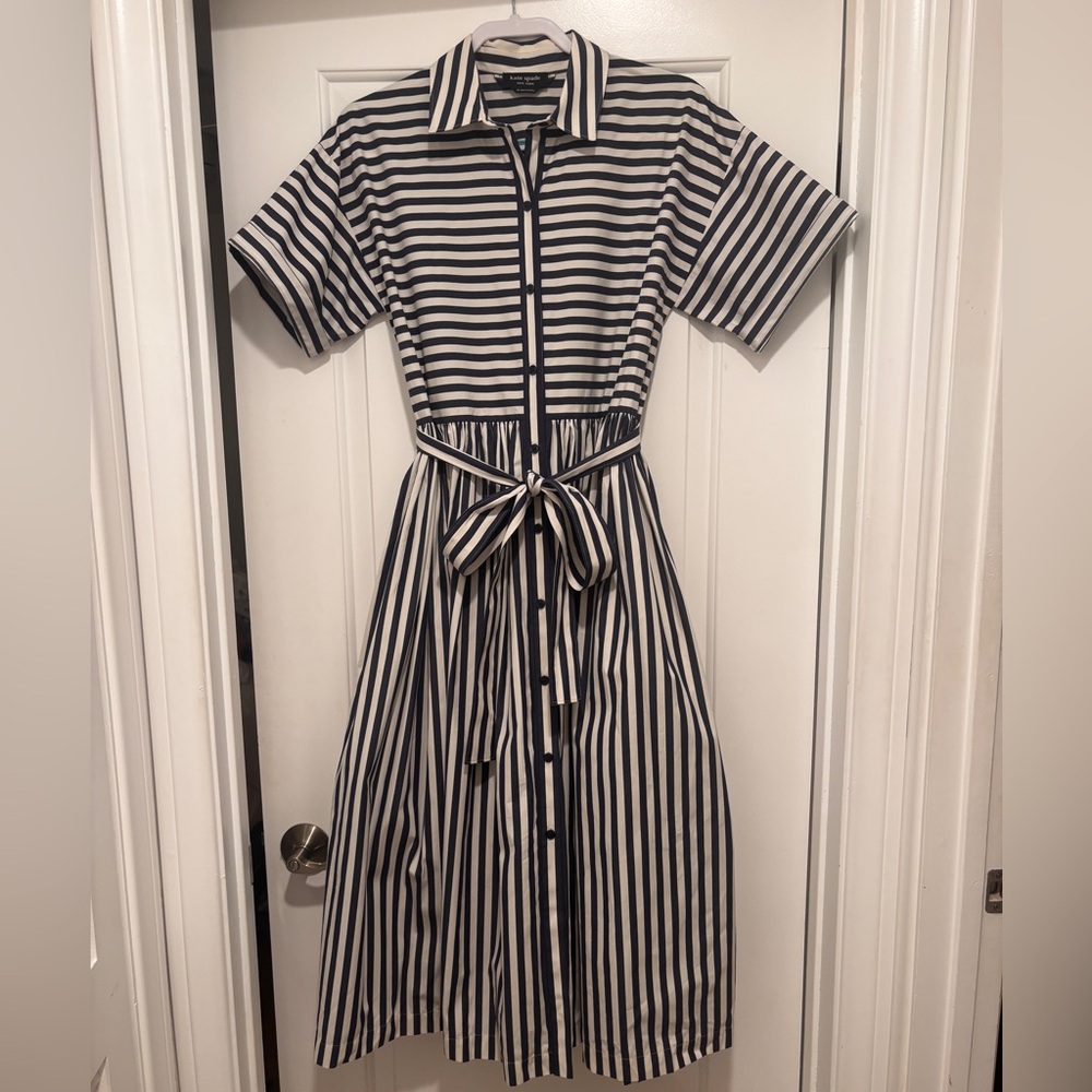 Kate Spade Striped Midi Shirt Dress Med - Picture 3 of 6
